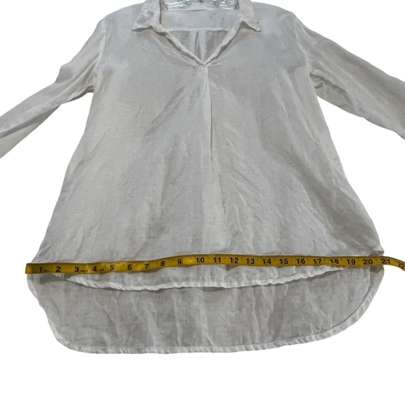 CP SHADES Linen Popover V Neck Long Sleeve Tunic Top Blouse White Boho Coastal - Picture 9 of 15